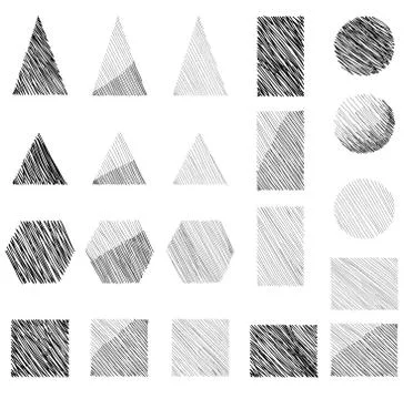 Geometric shape doodle sign set. Geometric figure collection Stock Illustration