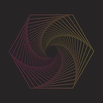 Geometric Shape Dot Line Art Tutorial on black for background Stock Illustration