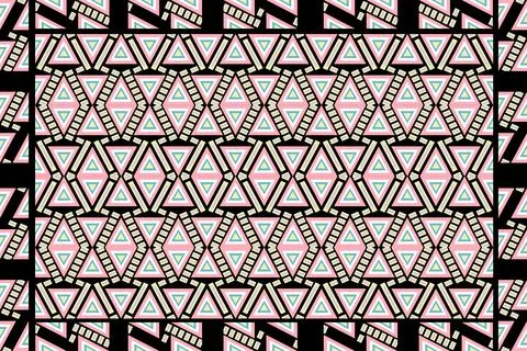 Geometric shape form a pattern,pastel color on black background Stock-Illustration