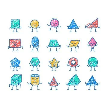 Geometric shape funny icon hand drawn Stock Illustration