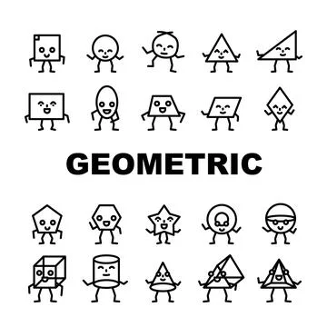 Geometric shape funny icons set vector Illustrazione stock