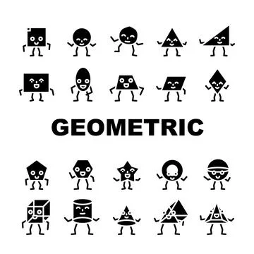 Geometric shape funny icons set vector Illustrazione stock