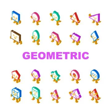 Geometric shape funny icons set vector Illustrazione stock