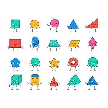 Geometric shape funny icons set vector Illustrazione stock