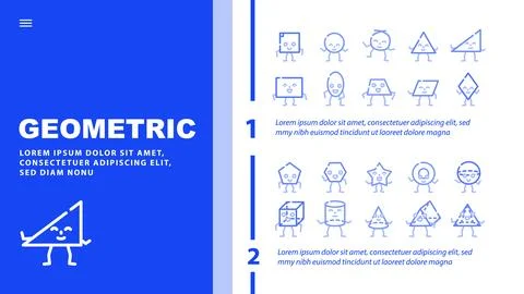 Geometric shape funny landing header vector Illustrazione stock