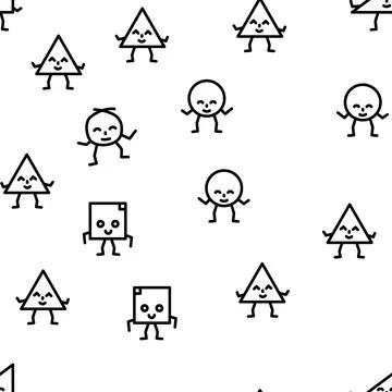 Geometric shape funny vector seamless pattern Illustrazione stock