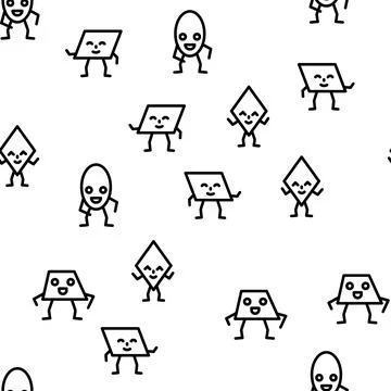 Geometric shape funny vector seamless pattern Stock Illustration