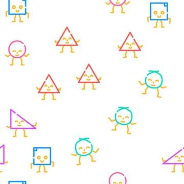 Geometric shape funny vector seamless pattern Illustrazione stock