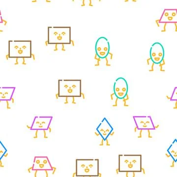 Geometric shape funny vector seamless pattern 库存插图