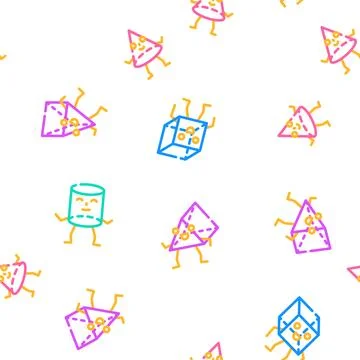 Geometric shape funny vector seamless pattern Stock Illustration