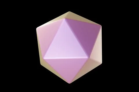 Geometric shape. Holographic 3d shape. 3d rendering. Stock-Illustration