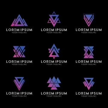 Geometric Shape Logo Design Vector Set Stock Illustration