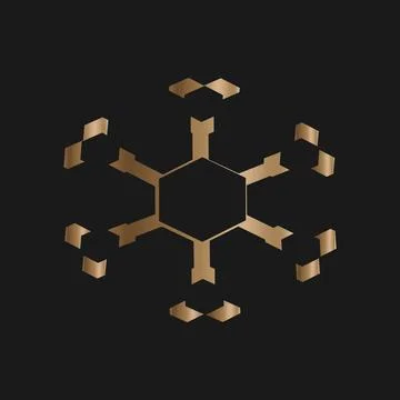Geometric shape, logo, flat, metallic gold color Stock Illustration