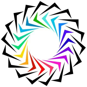 Geometric shape as logo or generic design element. Circular edgy spiral shape Stock Illustration