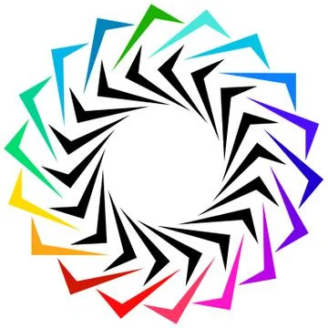 Geometric shape as logo or generic design element. Circular edgy spiral shape Stock Illustration