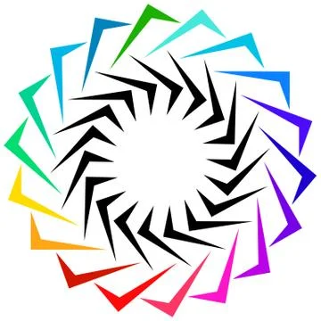 Geometric shape as logo or generic design element. Circular edgy spiral shape Ilustração Stock