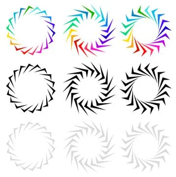 Geometric shape as logo or generic design element. Circular edgy spiral shape Stock Illustration