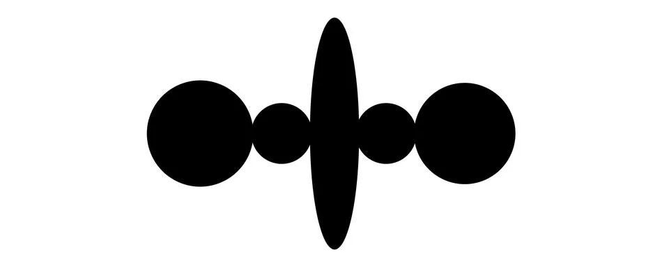 Geometric shape made of connected black circles and oval Stock Illustration