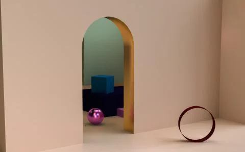 Geometric shape minimal, 3d rendering. Stock Illustration