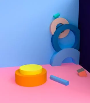 Geometric shape minimal, 3d rendering. Stock Illustration