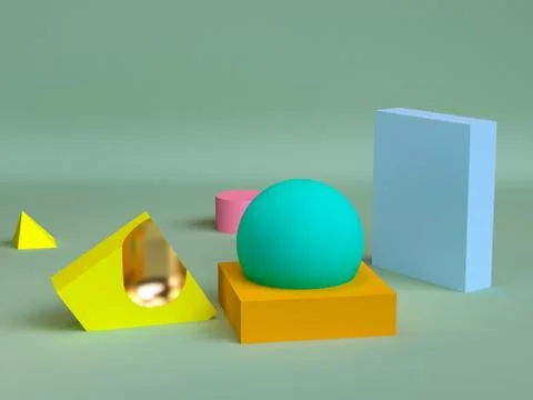 Geometric shape minimal, 3d rendering. Stock Illustration