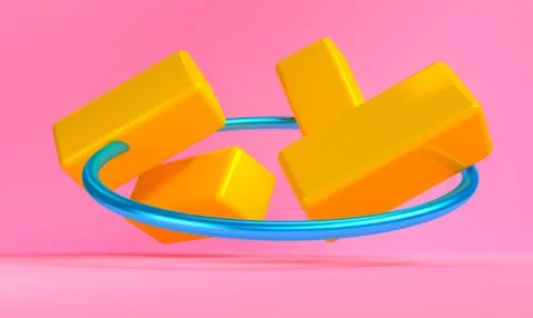 Geometric shape Minimalist abstract background, 3D render.. Stock Illustration