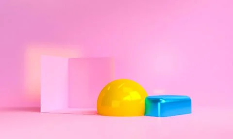 Geometric shape Minimalist abstract background, 3D render.. Stock Illustration