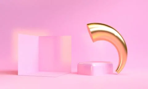 Geometric shape Minimalist abstract background, 3D render.. Stock Illustration
