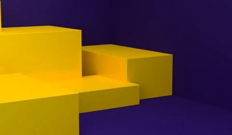 Geometric shape Minimalist abstract background, 3D render.. Stock Illustration
