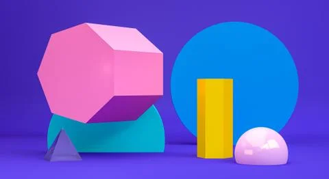 Geometric shape Minimalist abstract background, 3D render.. Stock Illustration