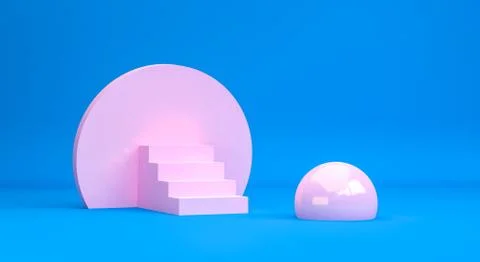 Geometric shape Minimalist abstract background, 3D render.. Stock Illustration