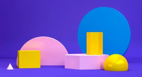Geometric shape Minimalist abstract background, 3D render.. Stock Illustration