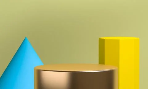 Geometric shape Minimalist abstract background, 3D render.. Stock Illustration