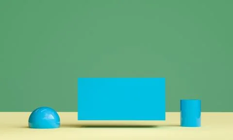 Geometric shape Minimalist abstract background, 3D render.. Stock Illustration