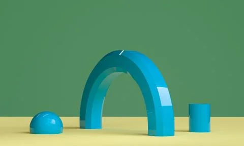 Geometric shape Minimalist abstract background, 3D render.. Stock Illustration