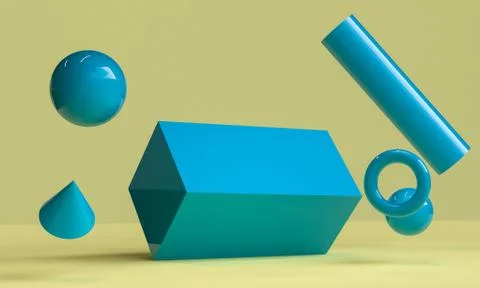 Geometric shape Minimalist abstract background, 3D render.. Stock Illustration