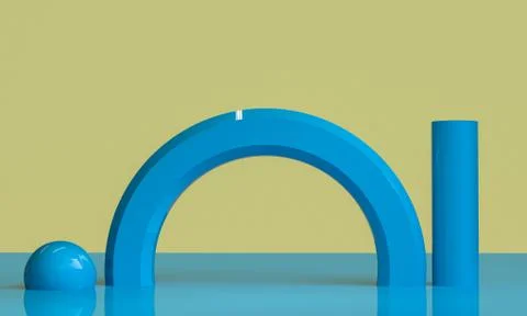 Geometric shape Minimalist abstract background, 3D render.. Stock Illustration