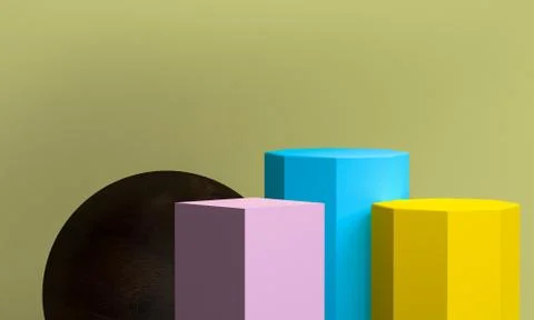 Geometric shape Minimalist abstract background, 3D render.. Foto stock