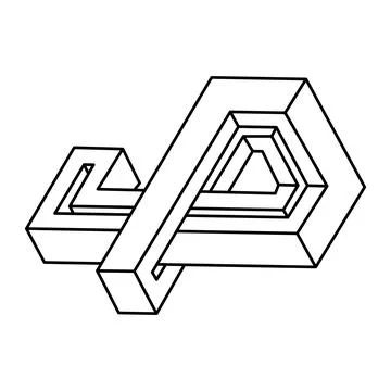 Geometric shape optical illusion. Illusion geometrical symbol, impossible Stock Illustration