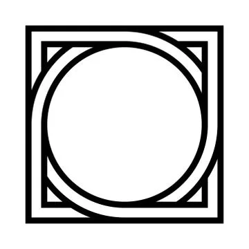 Geometric shape pattern circle inscribed in square, vector pattern tattoo symbol Stock Illustration