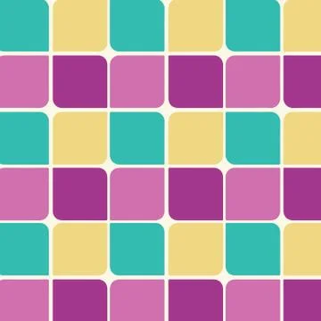 Geometric Shape Pattern Flat Style Pastel Color Square Teardrops with Border Illustrazione stock