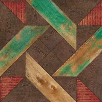 Geometric shape pattern wooden painted floor and wall mosaic decor tile. Stock Photos