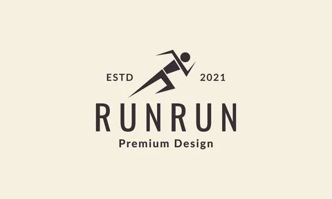 Geometric shape people run logo vector icon illustration design Stock Illustration