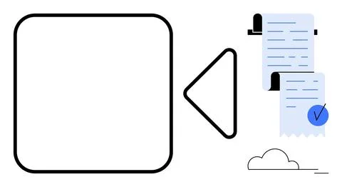 A geometric shape pointing to a document and a cloud. Ideal for business admi イラスト素材