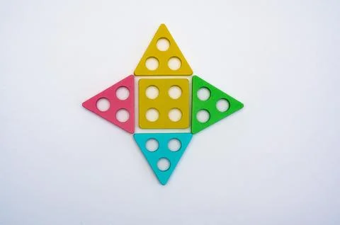 Geometric shape. The quadrilateral is lined with triangle figures. concept 스톡 사진