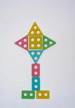 Geometric shape. The quadrilateral is lined with triangle figures. concept 스톡 사진
