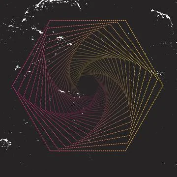 Geometric Shape retro Dot Line Art Tutorial on black for background Stock Illustration
