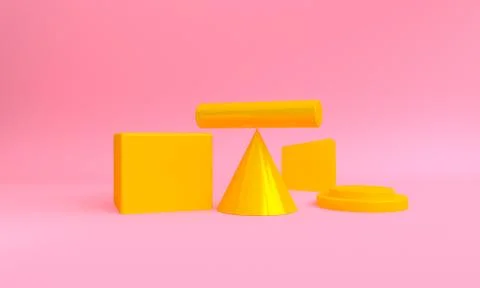 Geometric shape scene Minimal style,  3d rendering. Stock Illustration
