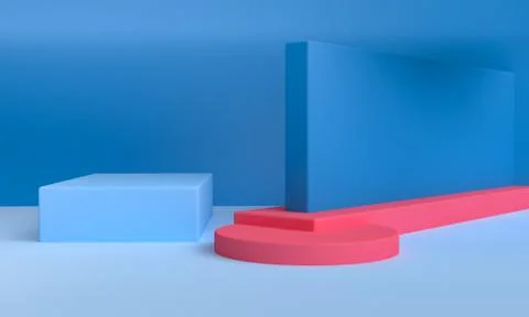 Geometric shape scene Minimal style,  3d rendering. Stock Illustration