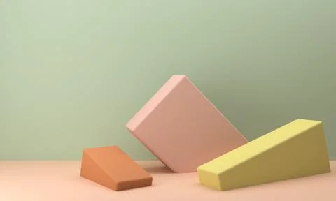 Geometric shape scene Minimal style,  3d rendering. Stock Illustration